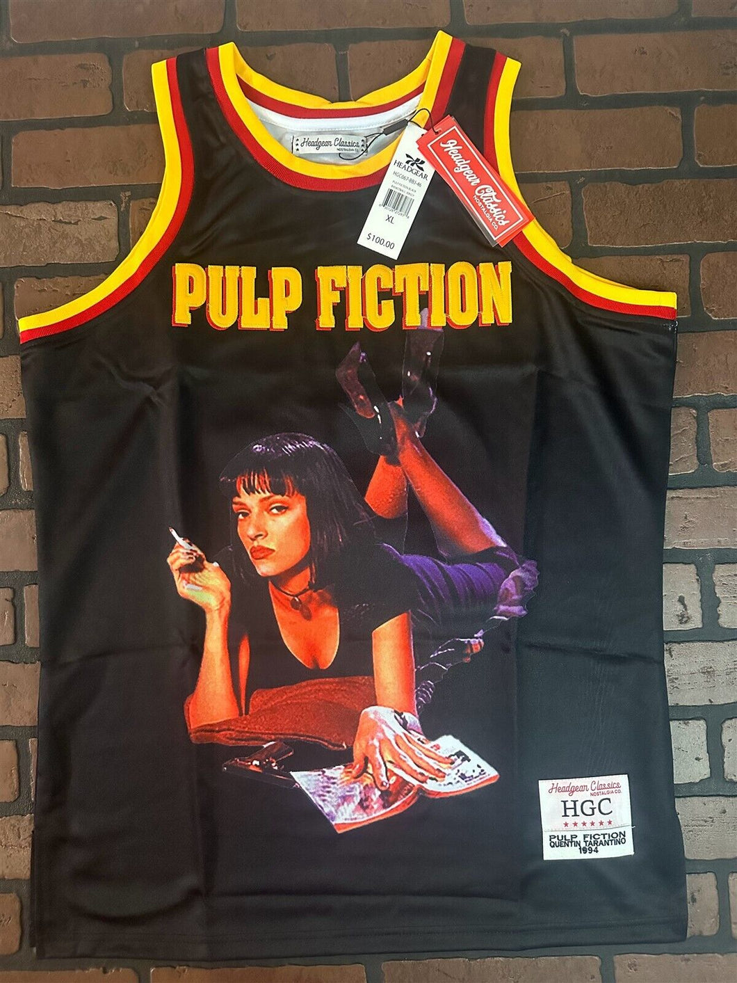 PULP FICTION MIA WALLACE Black Headgear Classics Basketball Jersey~Never Worn~XL