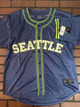 Load image into Gallery viewer, SEATTLE Blue and Green Embroidered Button-Up Baseball Jersey ~Never Worn~ M-2XL