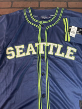 Load image into Gallery viewer, SEATTLE Blue and Green Embroidered Button-Up Baseball Jersey ~Never Worn~ M-2XL