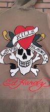 Load image into Gallery viewer, ED HARDY -Christian Audigier Love Kills Slowly Zip-Up Heather Sweater ~VTG~M-2XL