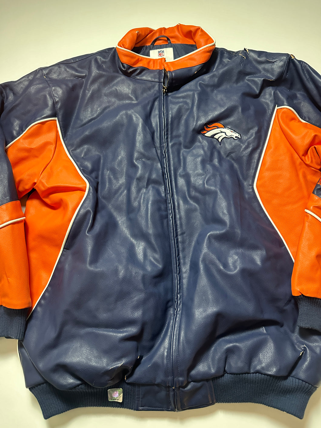 Denver Broncos Blue Vintage Leather Jacket