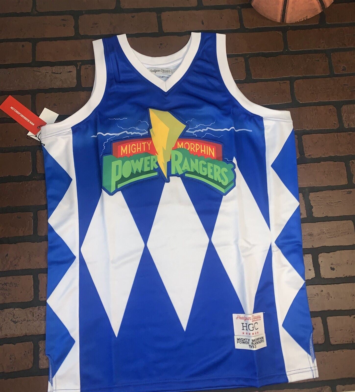 BLUE POWER RANGERS Headgear Classics Basketball Jersey Never Worn XL DV Multimedia LLC