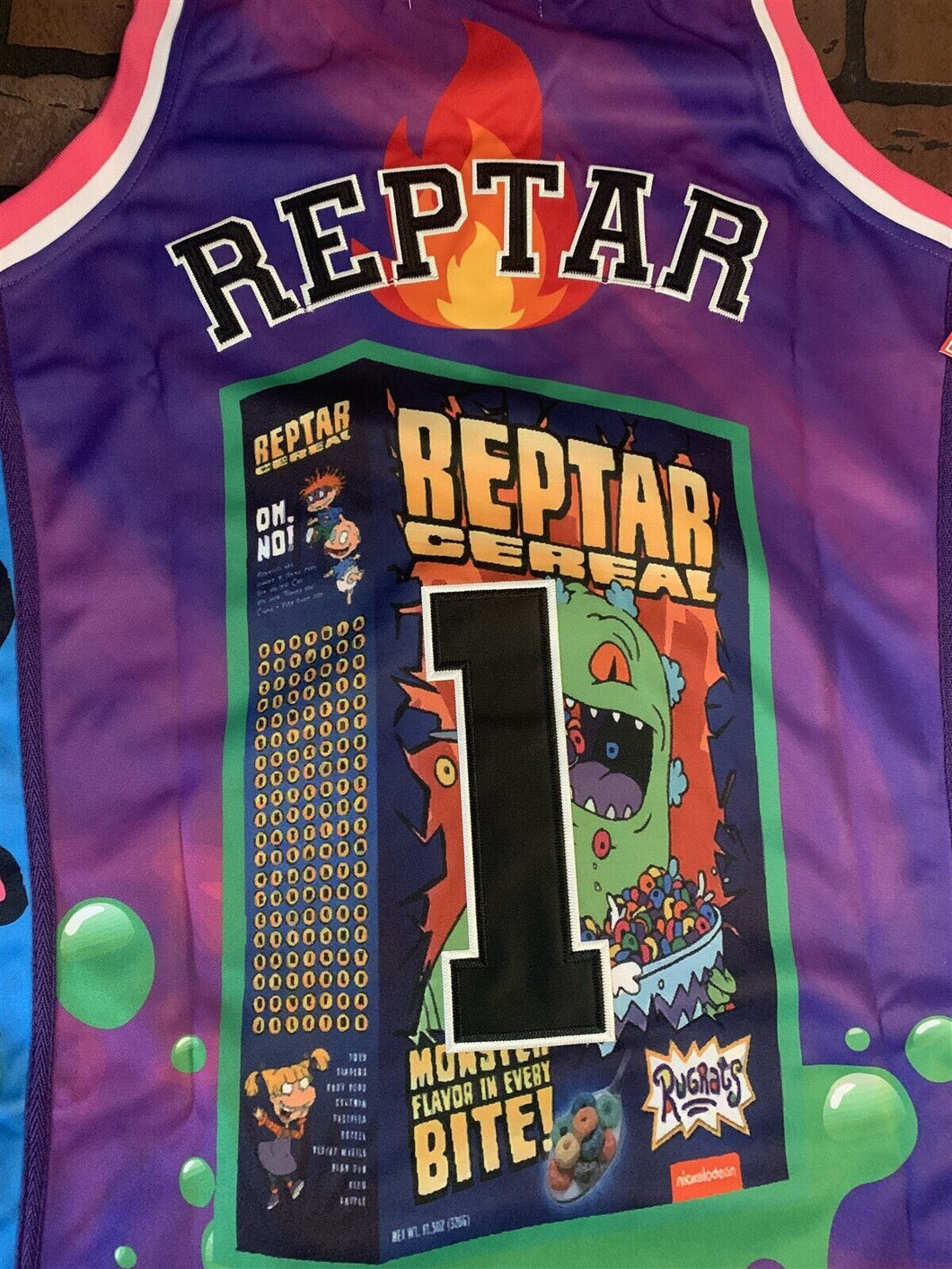 RUGRATS REPTAR CEREAL Headgear Classics Basketball Jersey ~Never Worn~ L XL