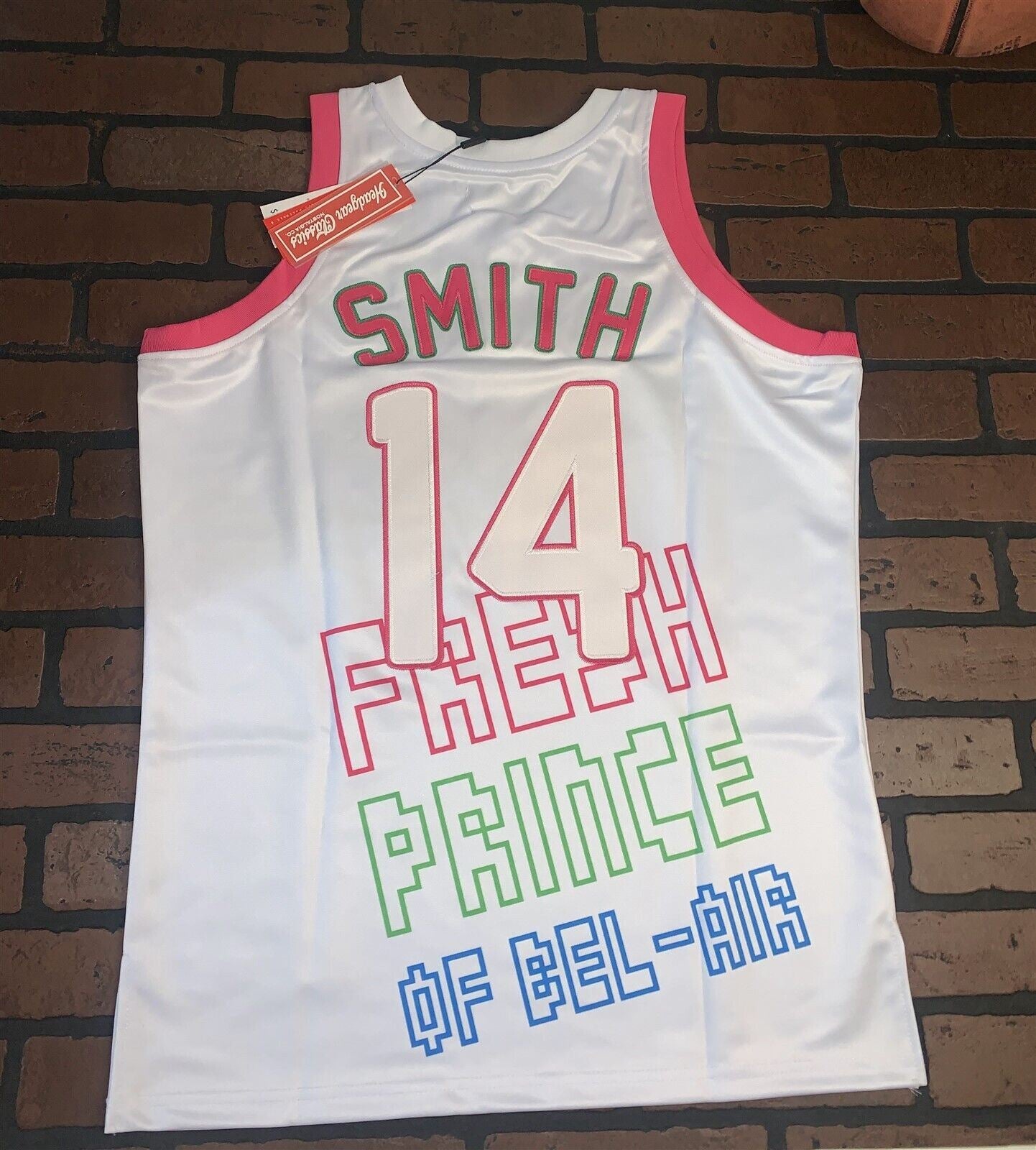 Steal Deal Fresh Prince Bel-Air Wht/Pink Headgear Classics Basketball Jersey ~never Worn~ L L