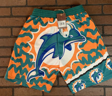 Load image into Gallery viewer, MIAMI DOLPHINS Mitchell &amp; Ness Jumbotron 2.0 Basketball Shorts ~New~